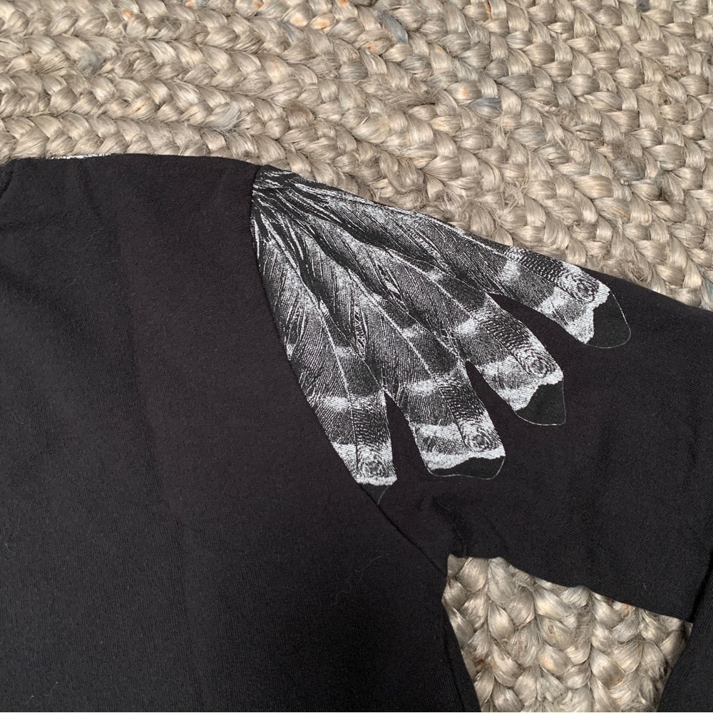 Million&Man Italian graphic sweatshirt feather tribal design black white - Picture 9 of 12